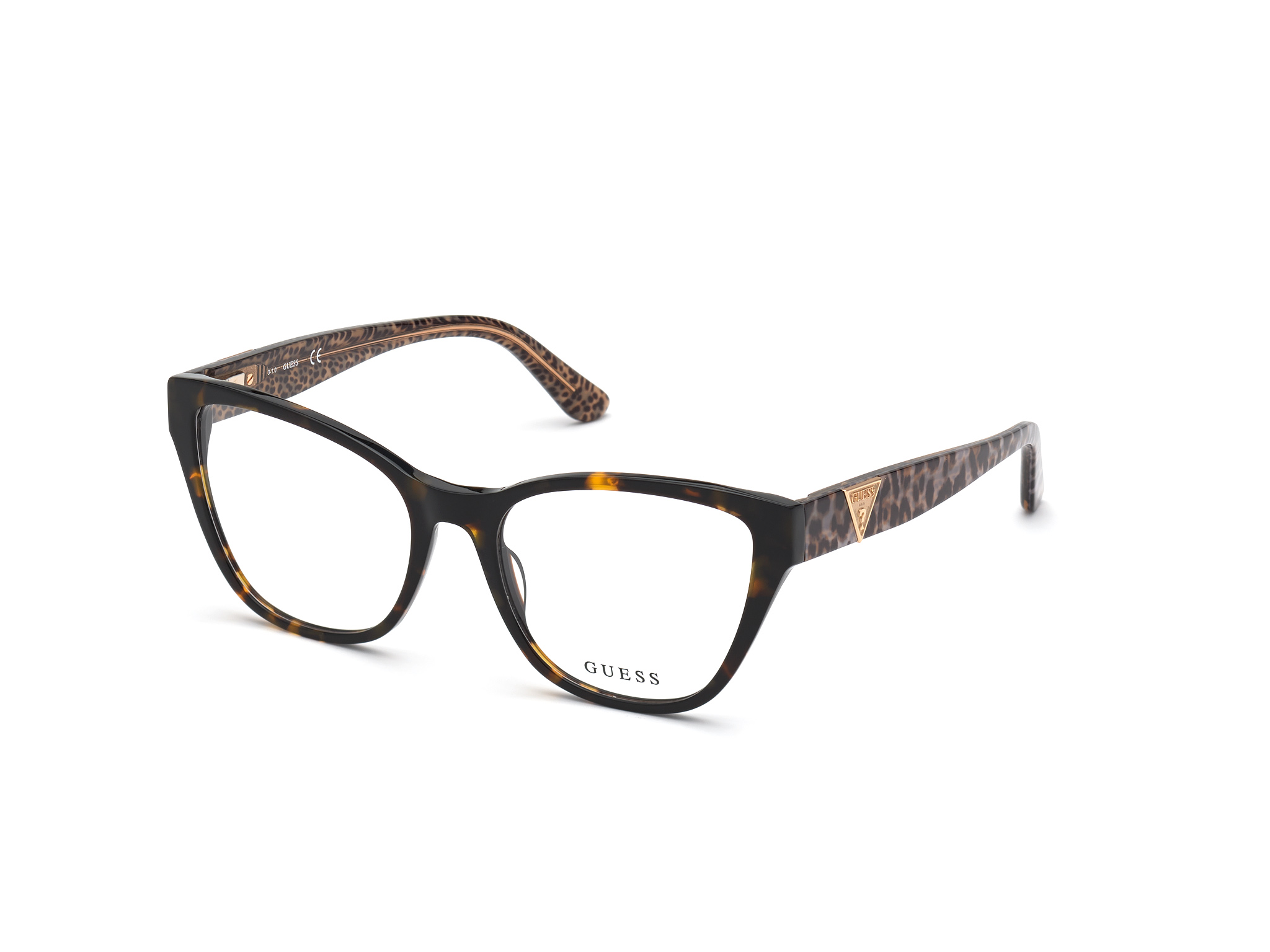 montatura per occhiali da vista donna firmati guess neutri cat eye marroni a occhi di gatto montature lenti neutre leopardati GU2828